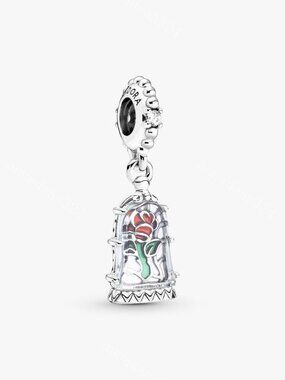 Pandora Disney Beauty and the Beast Enchanted Rose Dangle Charm